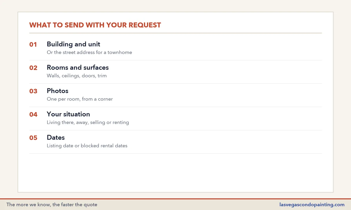 Checklist of five things to include in a condo painting estimate request